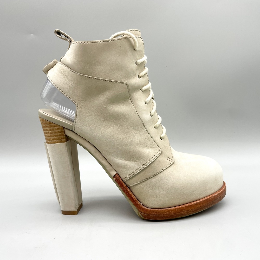 Alexander Wang Womens 38 8 Dakota Cutout Lace Up Boots Cream Leather Avant Garde